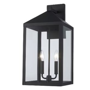 BEL AIR LIGHTING Storm 21.5” 2 Light Black Outdoor Wall Light Clear Glass NEW